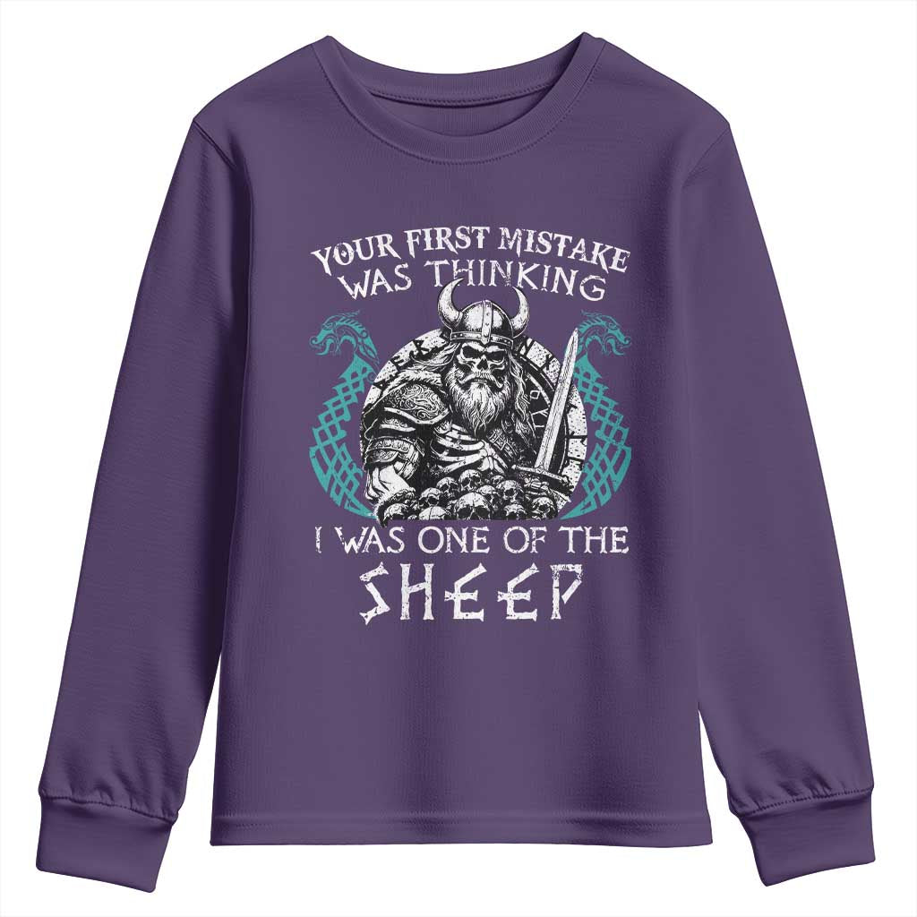 Viking Your First Mistake Was Thinking I Was One Of The Sheep Youth Sweatshirt Viking Warrior - Wonder Print Shop