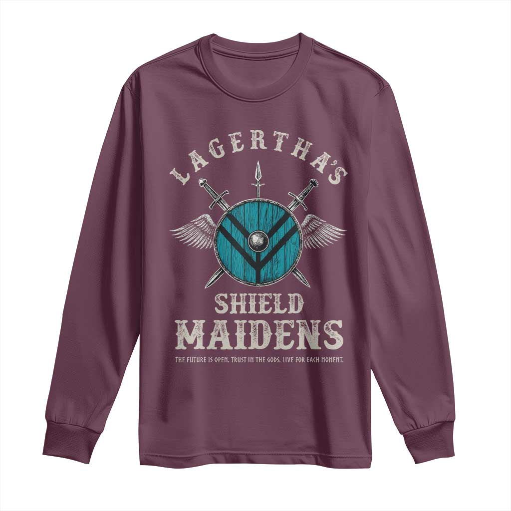 Lagertha's Shield Maidens Long Sleeve Shirt The Future Is Open Trust In The Gods Viking Warrior - Wonder Print Shop