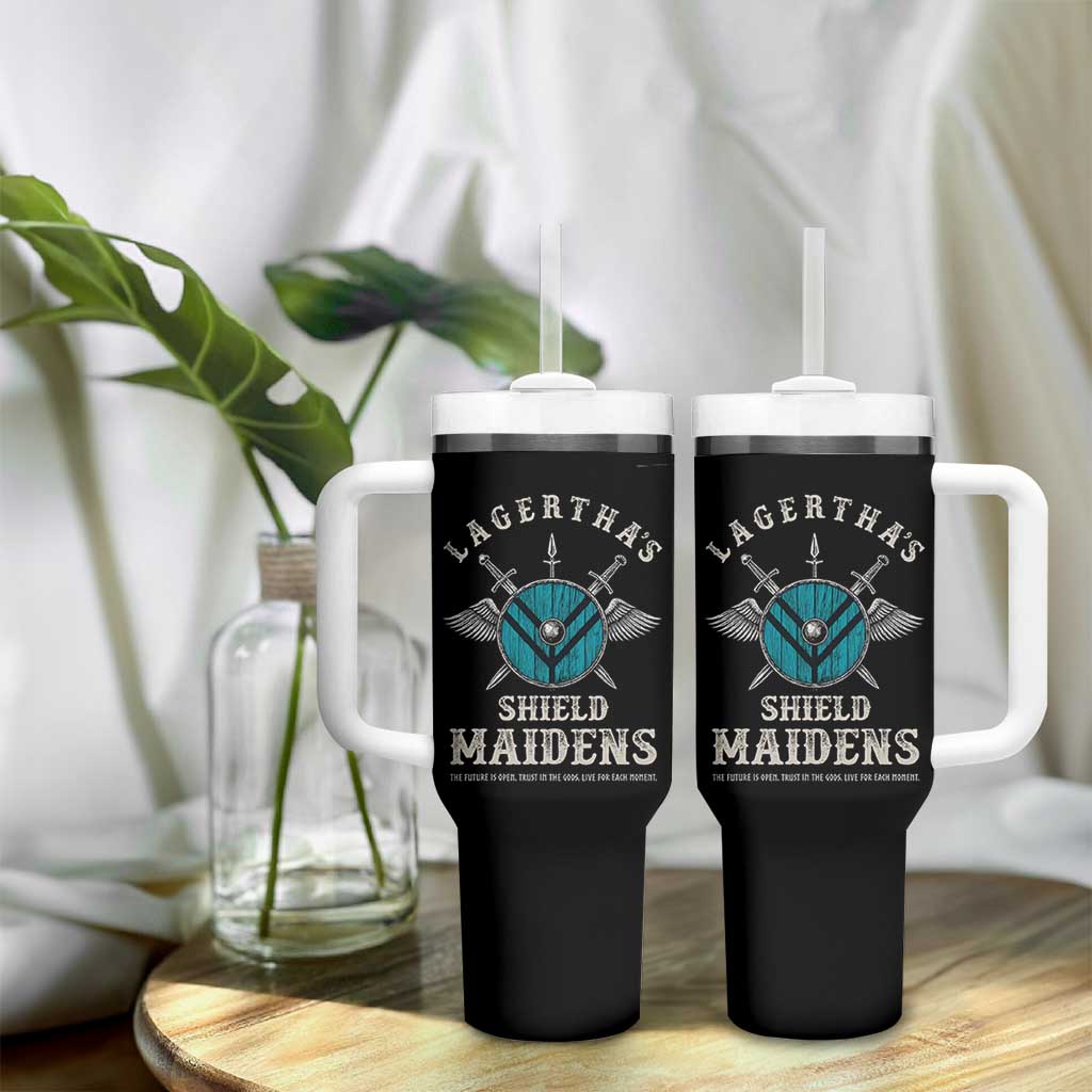 Lagertha's Shield Maidens Tumbler With Handle The Future Is Open Trust In The Gods Viking Warrior - Wonder Print Shop