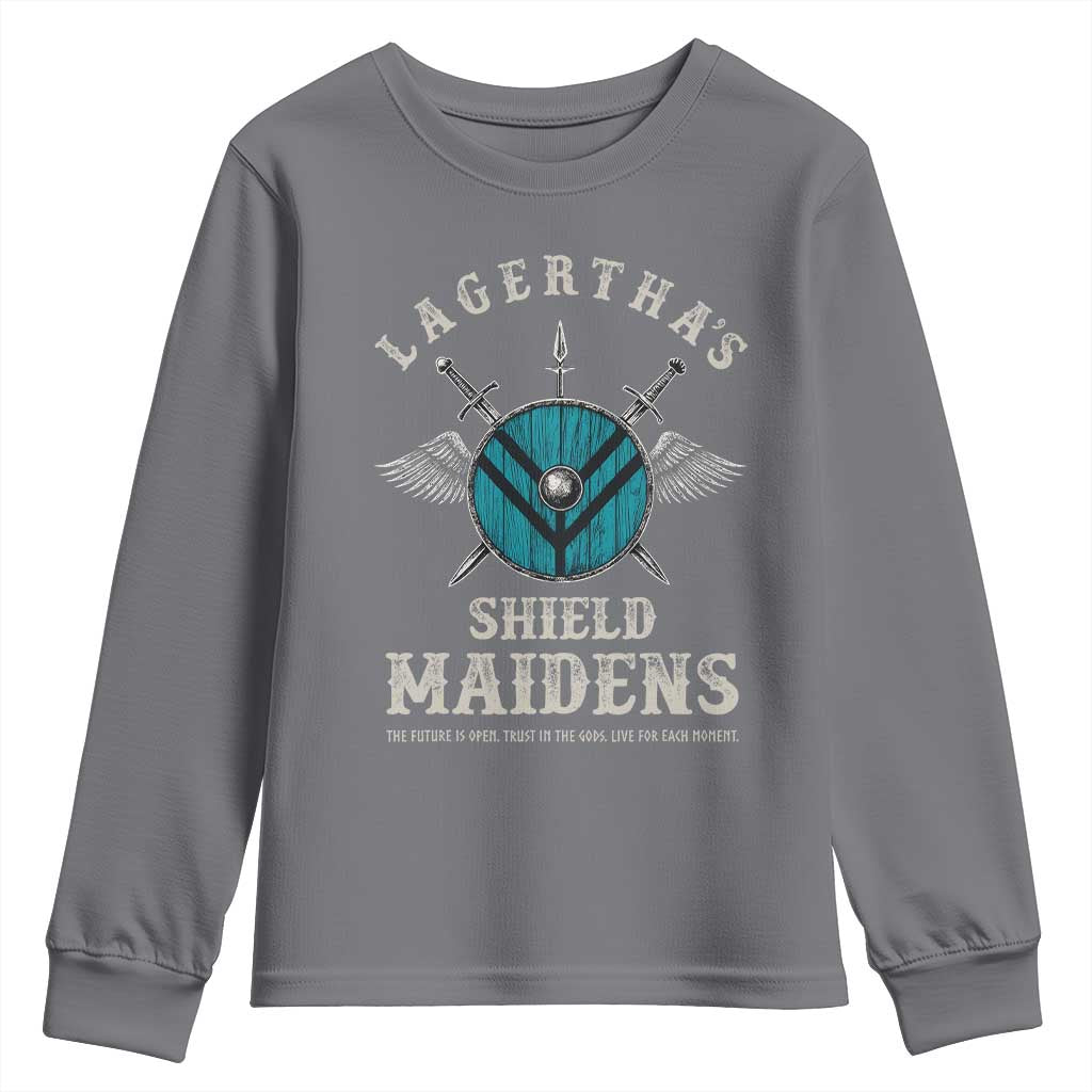 Lagertha's Shield Maidens Youth Sweatshirt The Future Is Open Trust In The Gods Viking Warrior - Wonder Print Shop
