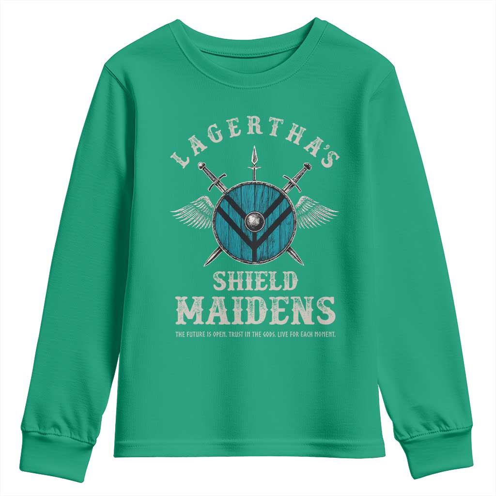 Lagertha's Shield Maidens Youth Sweatshirt The Future Is Open Trust In The Gods Viking Warrior - Wonder Print Shop