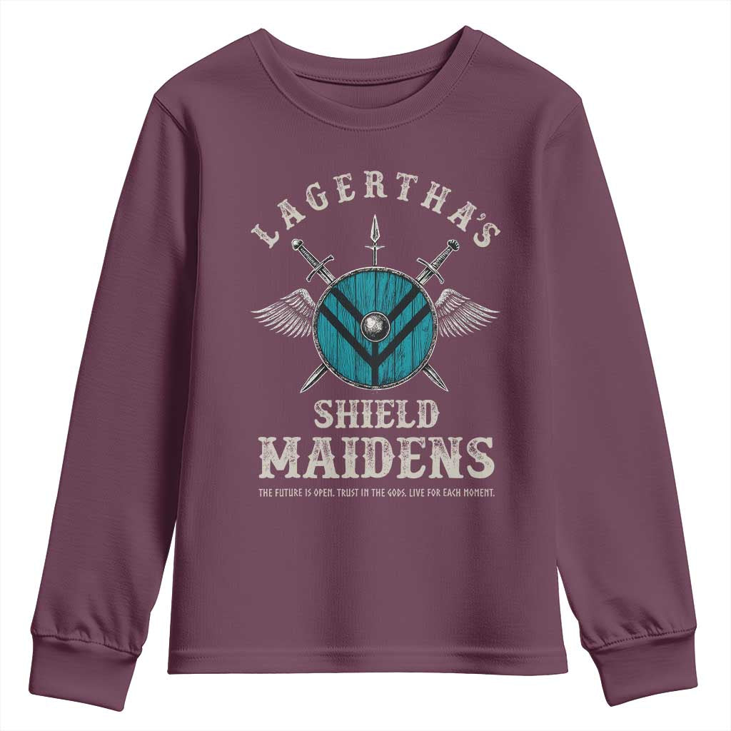 Lagertha's Shield Maidens Youth Sweatshirt The Future Is Open Trust In The Gods Viking Warrior - Wonder Print Shop