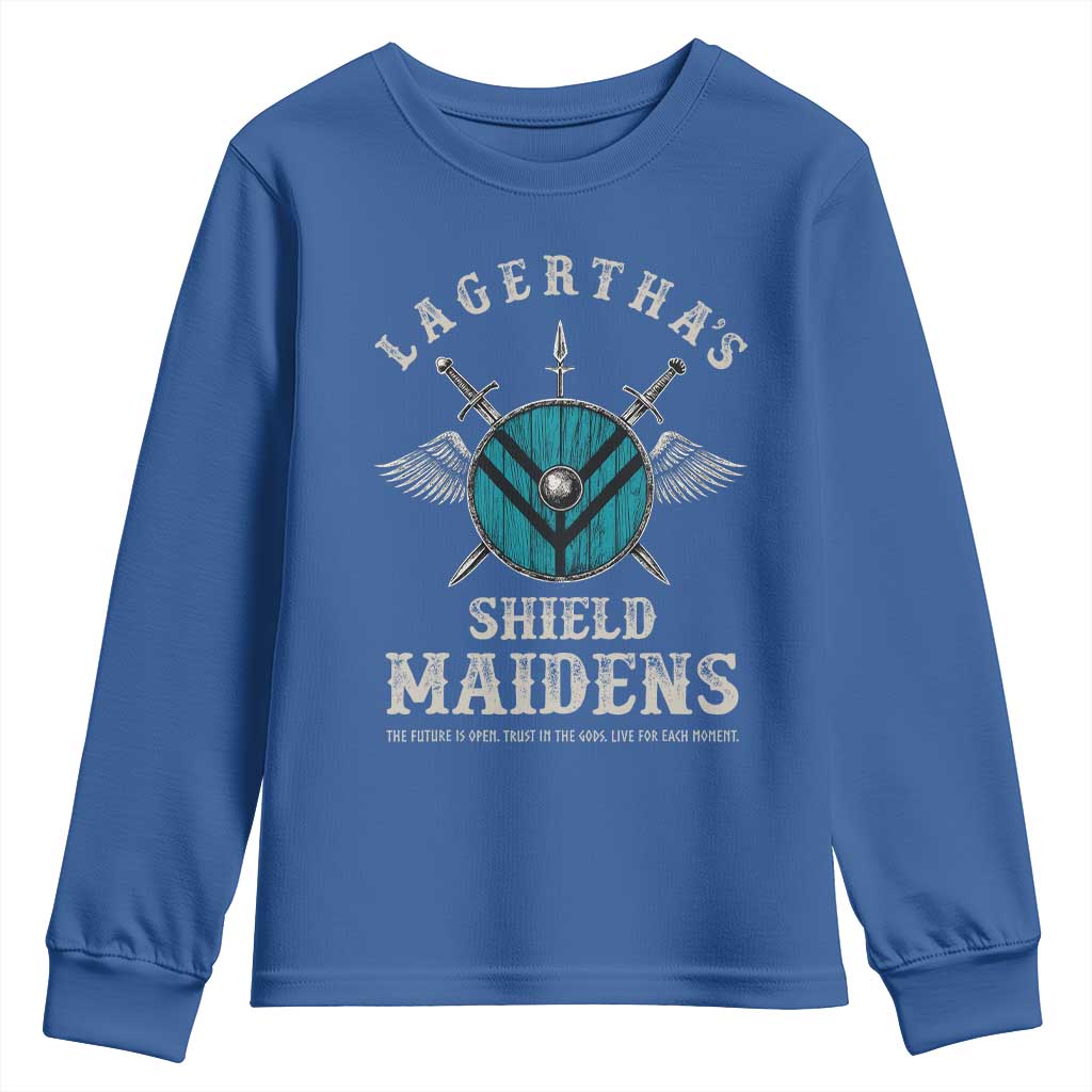 Lagertha's Shield Maidens Youth Sweatshirt The Future Is Open Trust In The Gods Viking Warrior - Wonder Print Shop