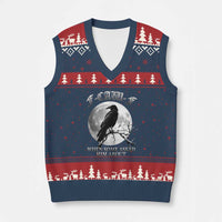 Funny F Caw F V-Neck Knit Sweater Vest When Some Asked Him About Black Crow Moon Gothic - Wonder Print Shop