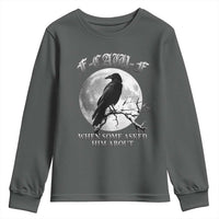 Funny F Caw F Youth Sweatshirt When Some Asked Him About Black Crow Moon Gothic - Wonder Print Shop