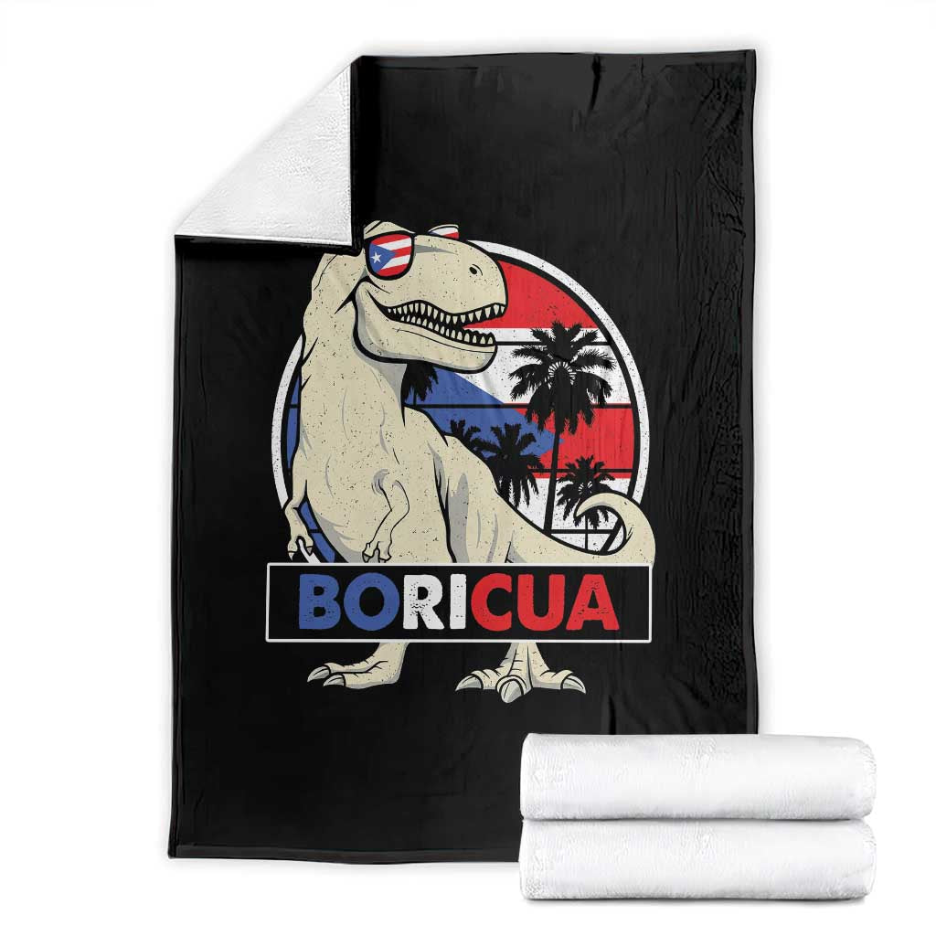 Funny Boricua Dinosaur Dino Puerto Rican Flag Hispanic Heritage Throw Blanket - Wonder Print Shop