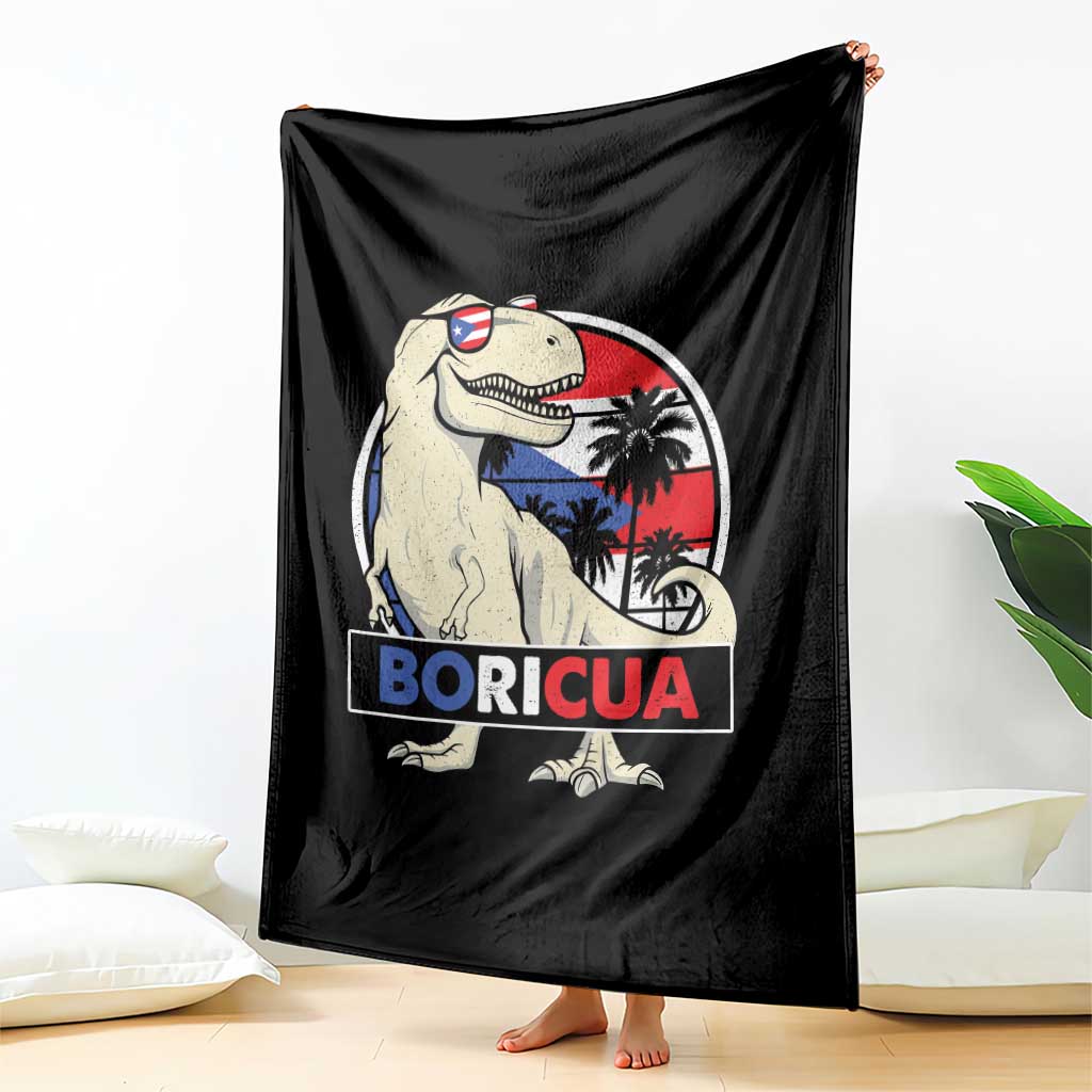 Funny Boricua Dinosaur Dino Puerto Rican Flag Hispanic Heritage Throw Blanket - Wonder Print Shop
