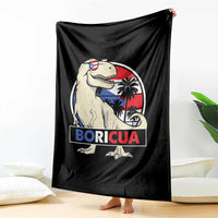 Funny Boricua Dinosaur Dino Puerto Rican Flag Hispanic Heritage Throw Blanket - Wonder Print Shop