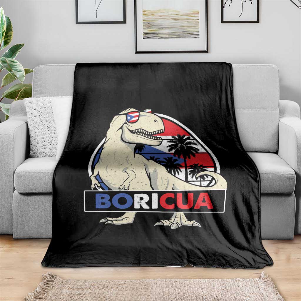 Funny Boricua Dinosaur Dino Puerto Rican Flag Hispanic Heritage Throw Blanket - Wonder Print Shop