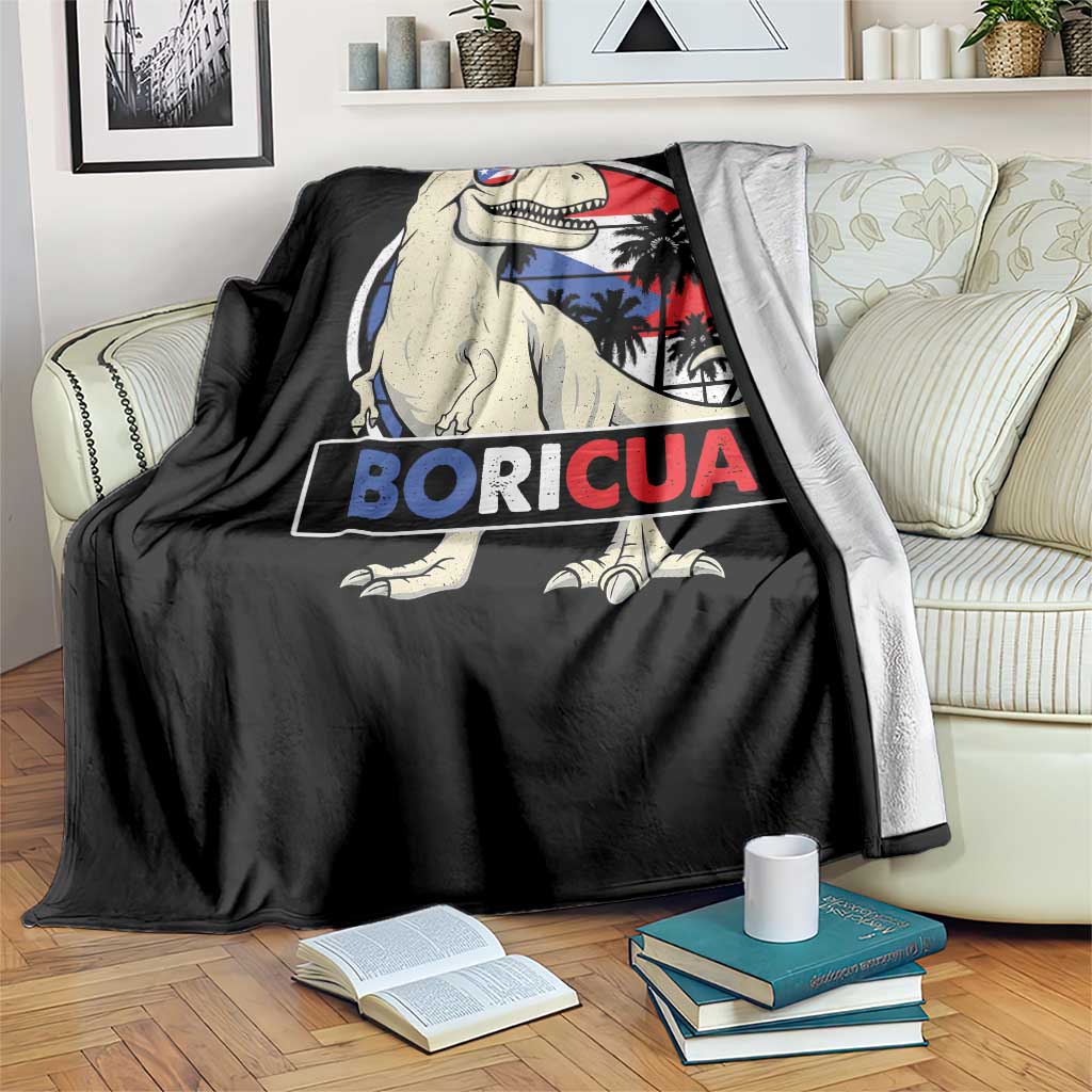 Funny Boricua Dinosaur Dino Puerto Rican Flag Hispanic Heritage Throw Blanket - Wonder Print Shop