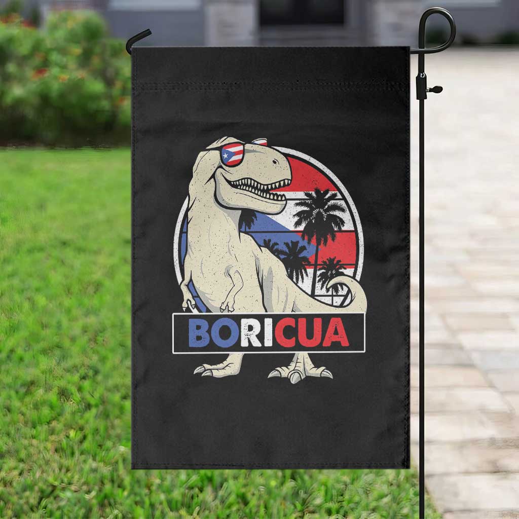 Funny Boricua Dinosaur Dino Puerto Rican Flag Hispanic Heritage Garden Flag - Wonder Print Shop