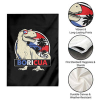 Funny Boricua Dinosaur Dino Puerto Rican Flag Hispanic Heritage Garden Flag - Wonder Print Shop