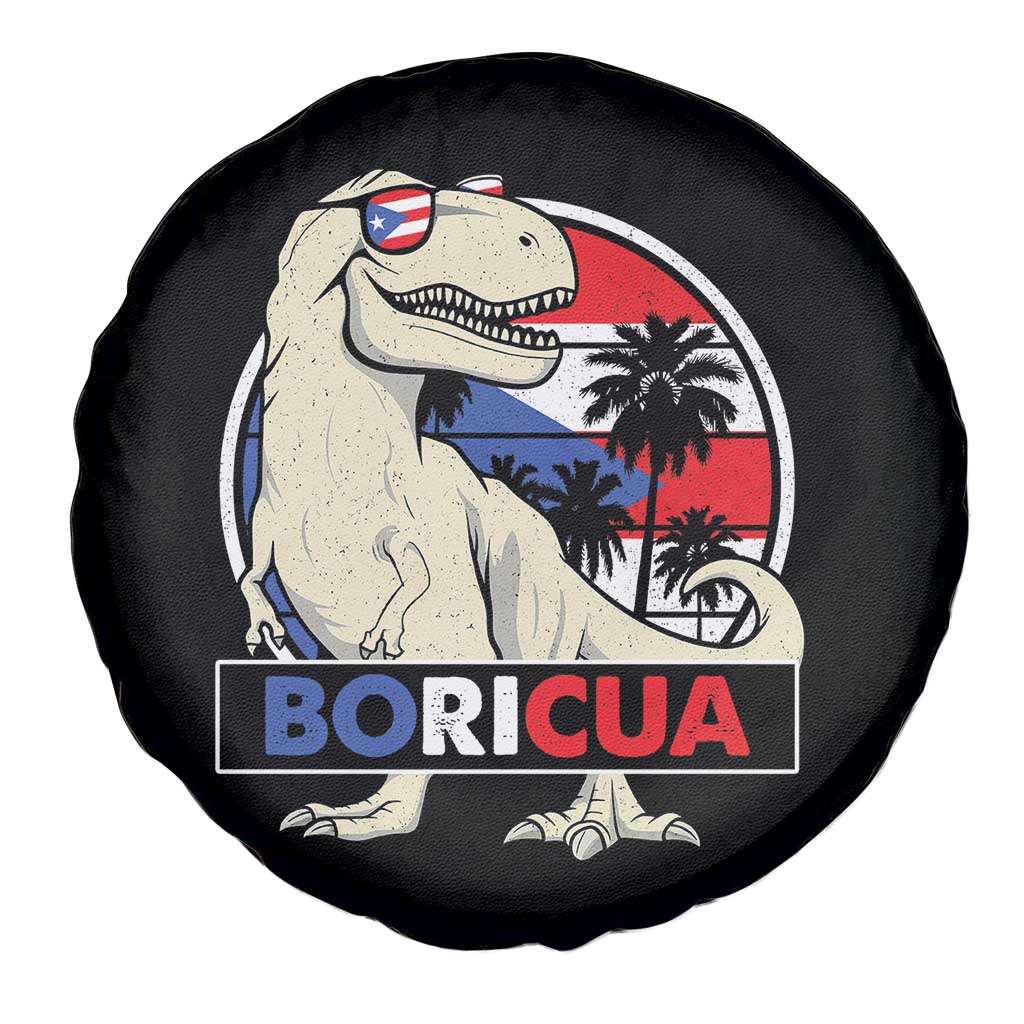 Funny Boricua Dinosaur Dino Puerto Rican Flag Hispanic Heritage Spare Tire Cover - Wonder Print Shop