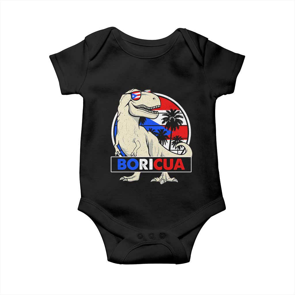 Funny Boricua Dinosaur Dino Puerto Rican Flag Hispanic Heritage Baby Onesie - Wonder Print Shop