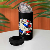 Funny Boricua Dinosaur Dino Puerto Rican Flag Hispanic Heritage 4 in 1 Can Cooler Tumbler - Wonder Print Shop