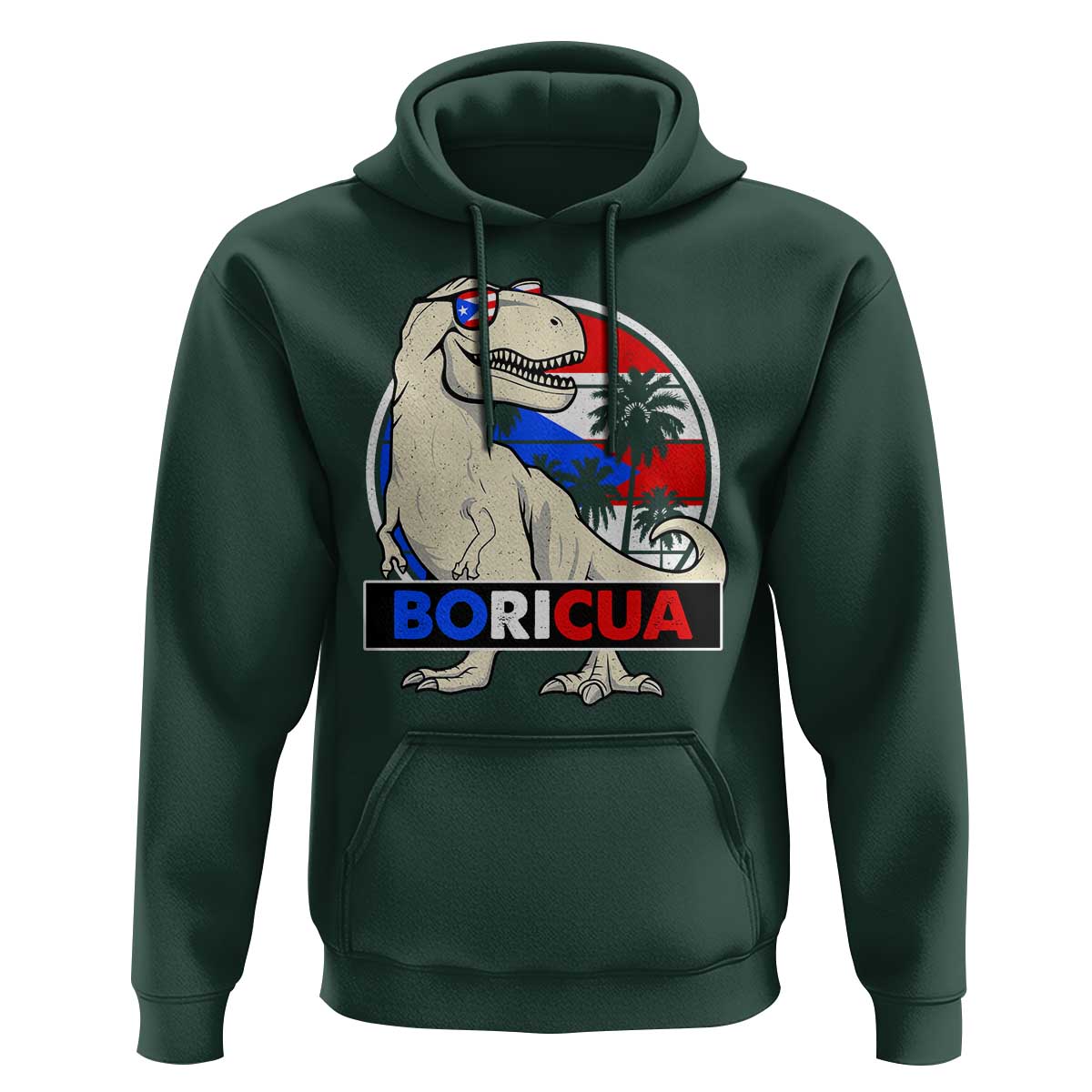 Funny Boricua Dinosaur Dino Puerto Rican Flag Hispanic Heritage Hoodie - Wonder Print Shop