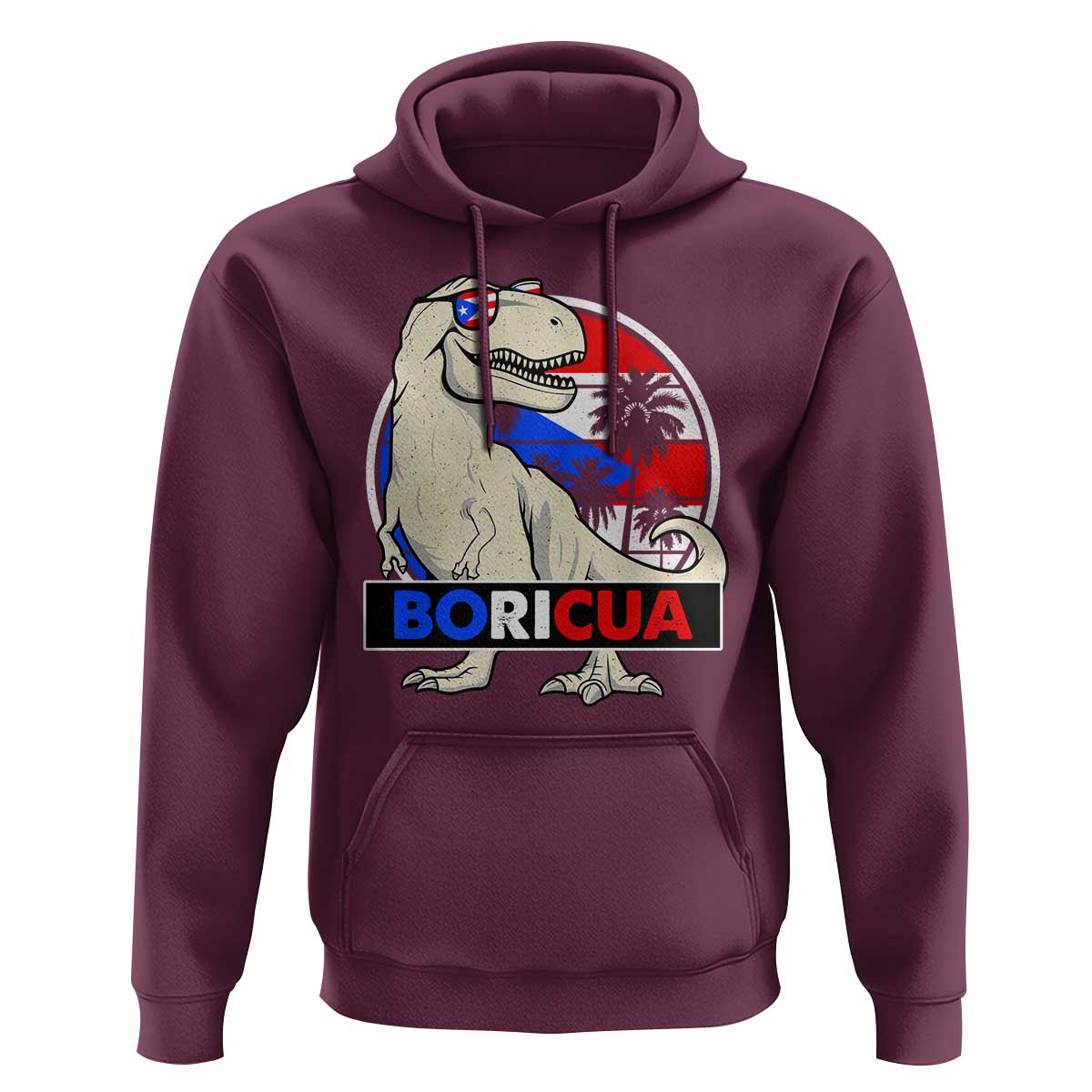 Funny Boricua Dinosaur Dino Puerto Rican Flag Hispanic Heritage Hoodie - Wonder Print Shop
