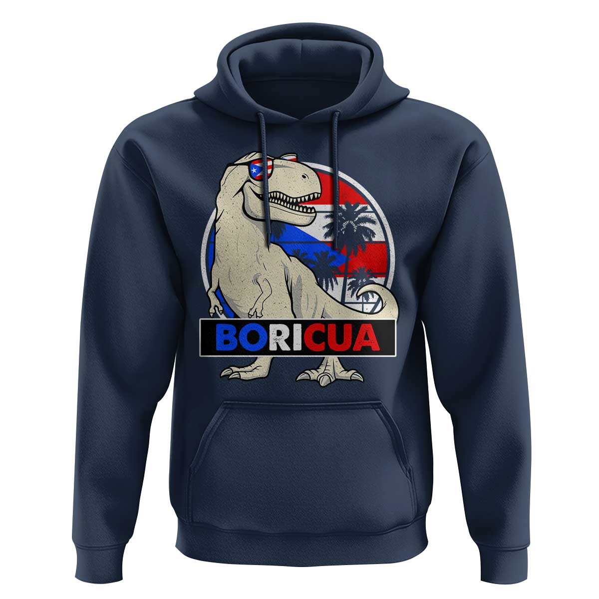 Funny Boricua Dinosaur Dino Puerto Rican Flag Hispanic Heritage Hoodie - Wonder Print Shop