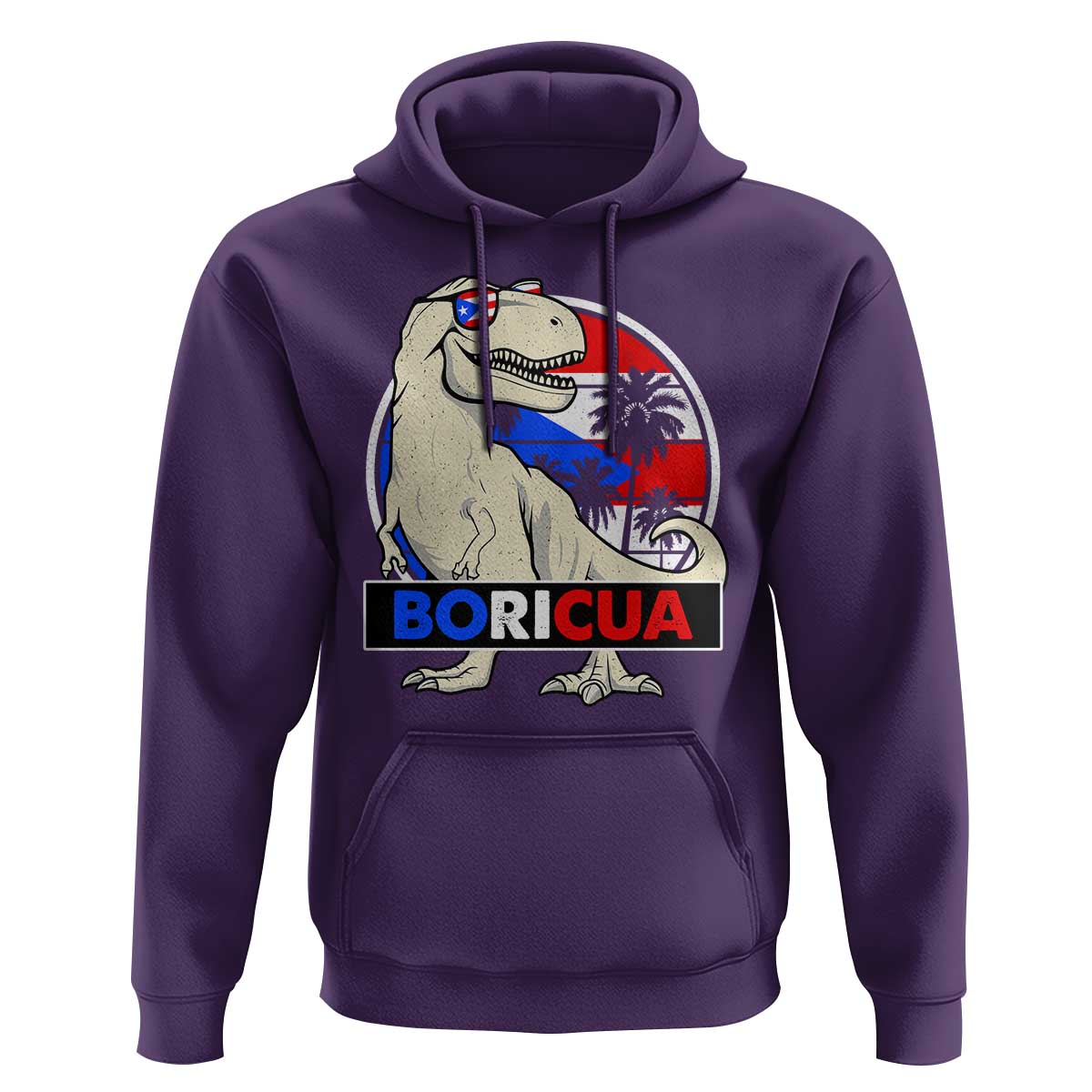 Funny Boricua Dinosaur Dino Puerto Rican Flag Hispanic Heritage Hoodie - Wonder Print Shop