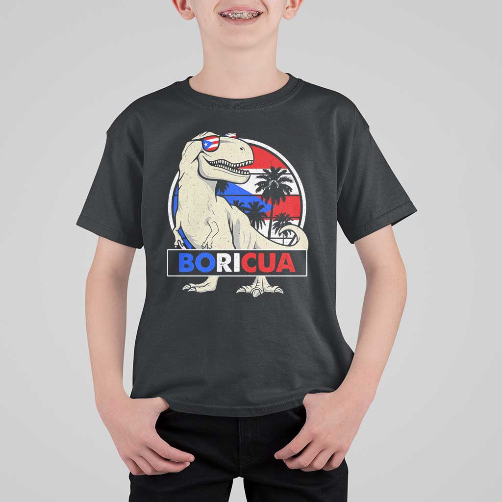 Funny Boricua Dinosaur Dino Puerto Rican Flag Hispanic Heritage T Shirt For Kid - Wonder Print Shop