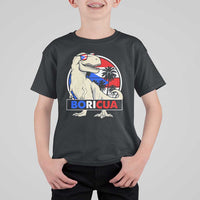 Funny Boricua Dinosaur Dino Puerto Rican Flag Hispanic Heritage T Shirt For Kid - Wonder Print Shop