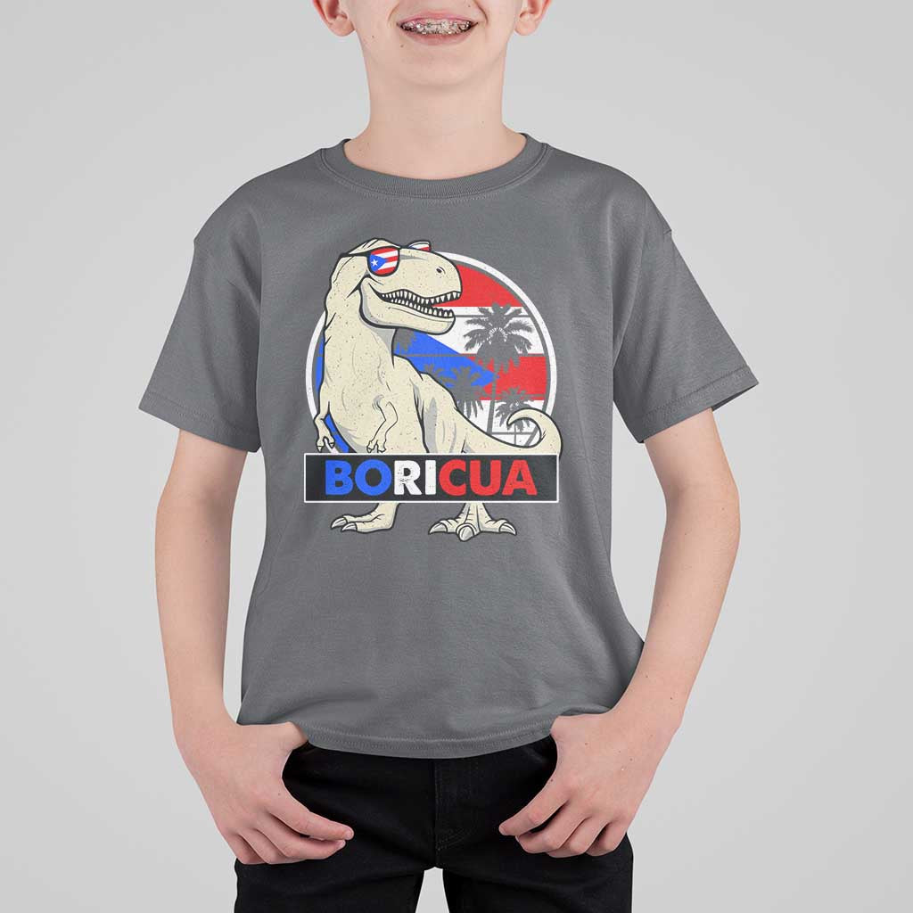 Funny Boricua Dinosaur Dino Puerto Rican Flag Hispanic Heritage T Shirt For Kid - Wonder Print Shop