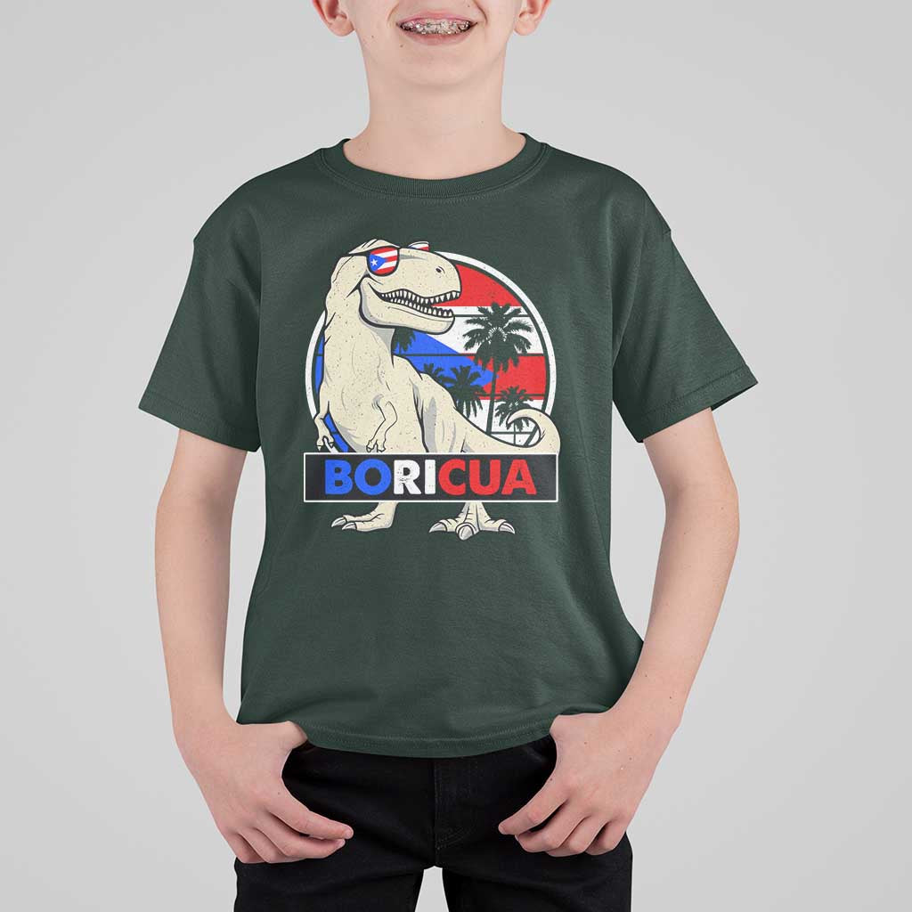 Funny Boricua Dinosaur Dino Puerto Rican Flag Hispanic Heritage T Shirt For Kid - Wonder Print Shop