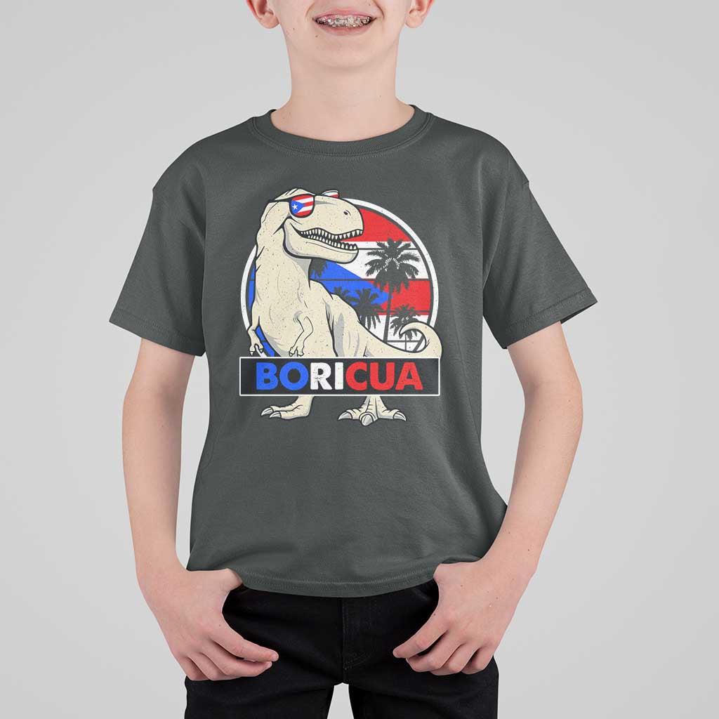 Funny Boricua Dinosaur Dino Puerto Rican Flag Hispanic Heritage T Shirt For Kid - Wonder Print Shop