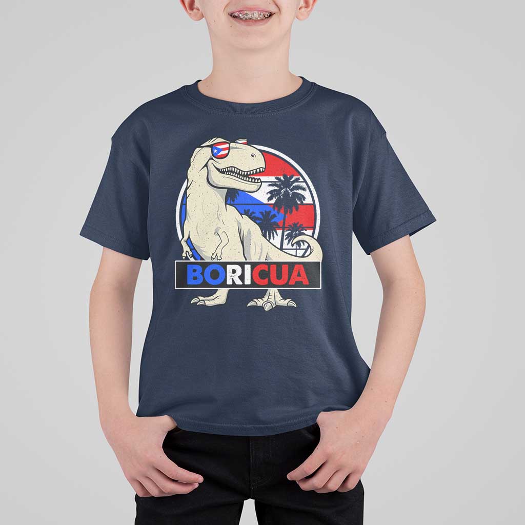 Funny Boricua Dinosaur Dino Puerto Rican Flag Hispanic Heritage T Shirt For Kid - Wonder Print Shop