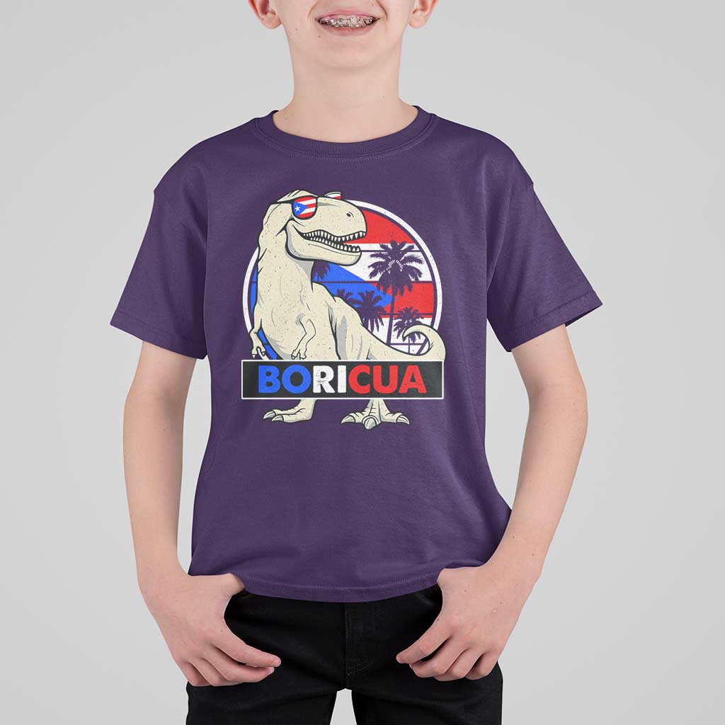 Funny Boricua Dinosaur Dino Puerto Rican Flag Hispanic Heritage T Shirt For Kid - Wonder Print Shop