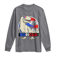 Funny Boricua Dinosaur Dino Puerto Rican Flag Hispanic Heritage Long Sleeve Shirt - Wonder Print Shop