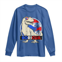Funny Boricua Dinosaur Dino Puerto Rican Flag Hispanic Heritage Long Sleeve Shirt - Wonder Print Shop