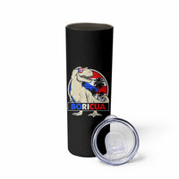 Funny Boricua Dinosaur Dino Puerto Rican Flag Hispanic Heritage Skinny Tumbler - Wonder Print Shop