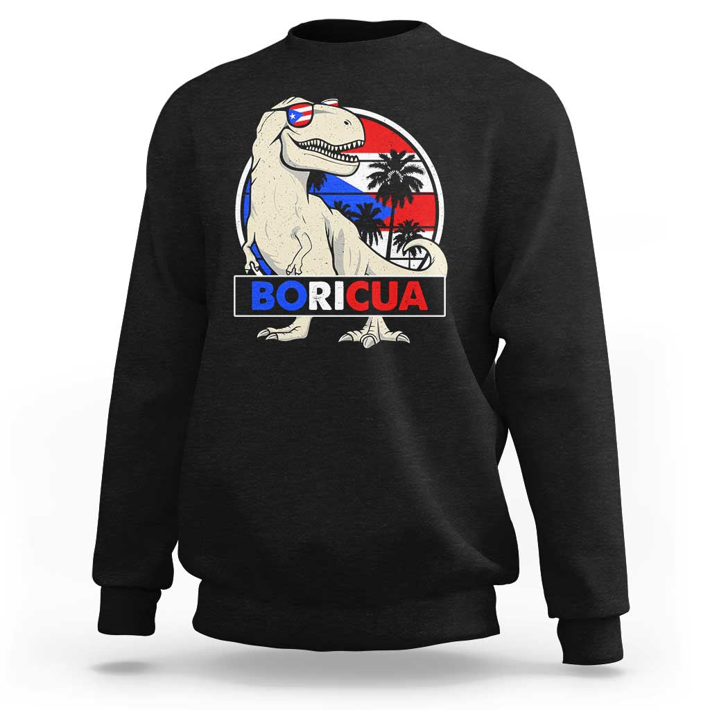 Funny Boricua Dinosaur Dino Puerto Rican Flag Hispanic Heritage Sweatshirt - Wonder Print Shop