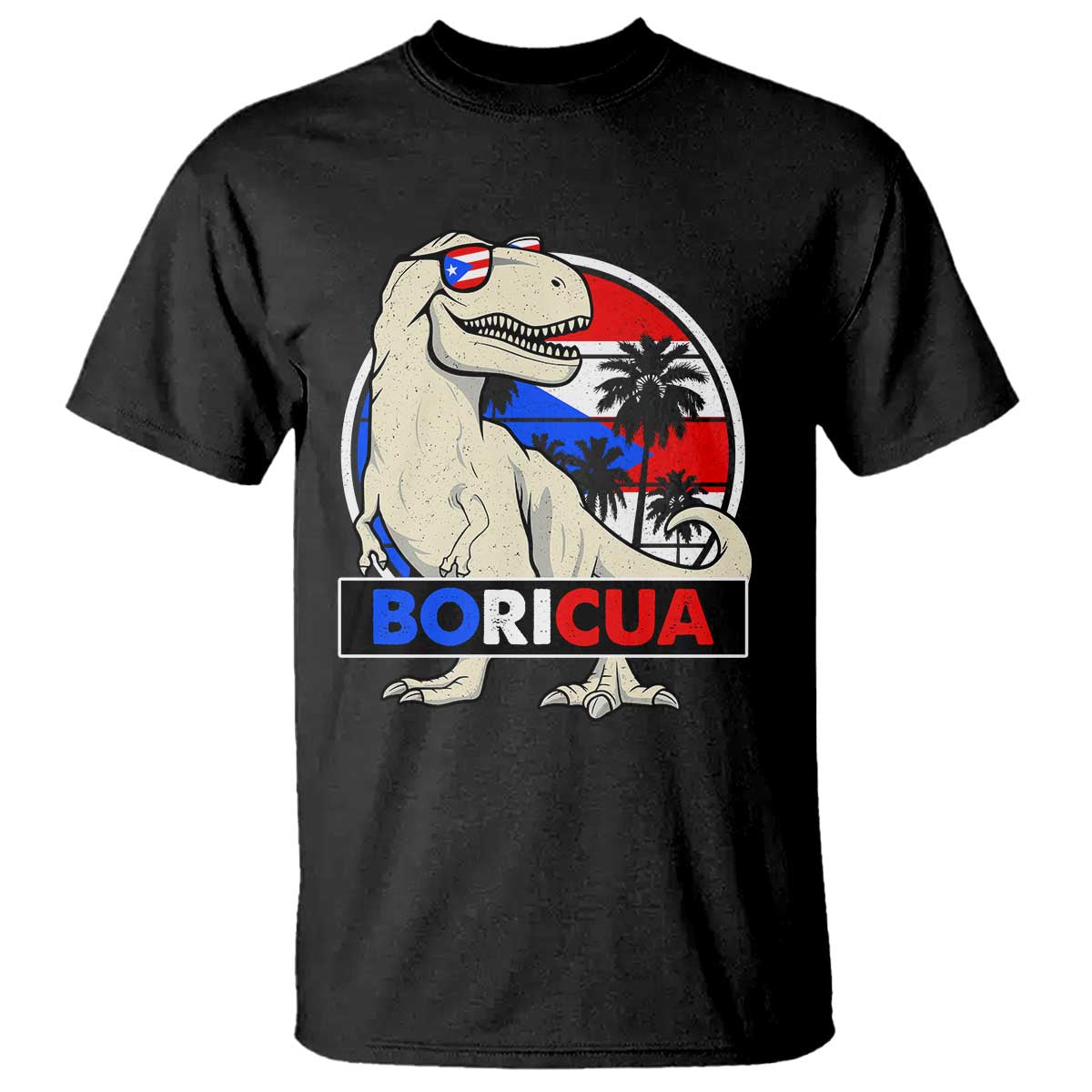 Funny Boricua Dinosaur Dino Puerto Rican Flag Hispanic Heritage T Shirt - Wonder Print Shop