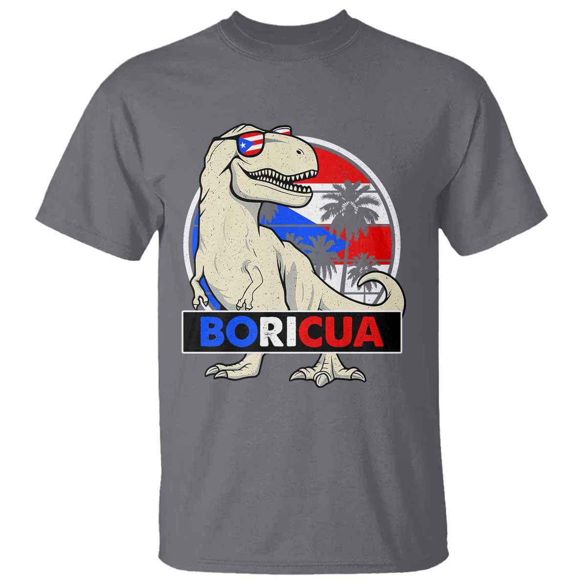 Funny Boricua Dinosaur Dino Puerto Rican Flag Hispanic Heritage T Shirt - Wonder Print Shop