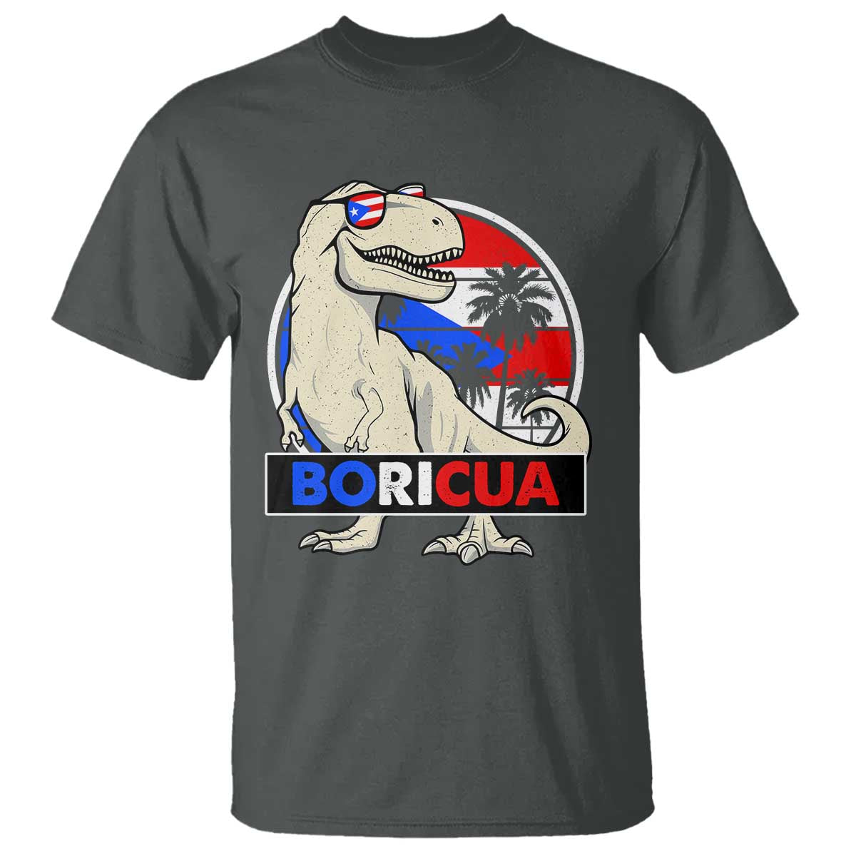 Funny Boricua Dinosaur Dino Puerto Rican Flag Hispanic Heritage T Shirt - Wonder Print Shop