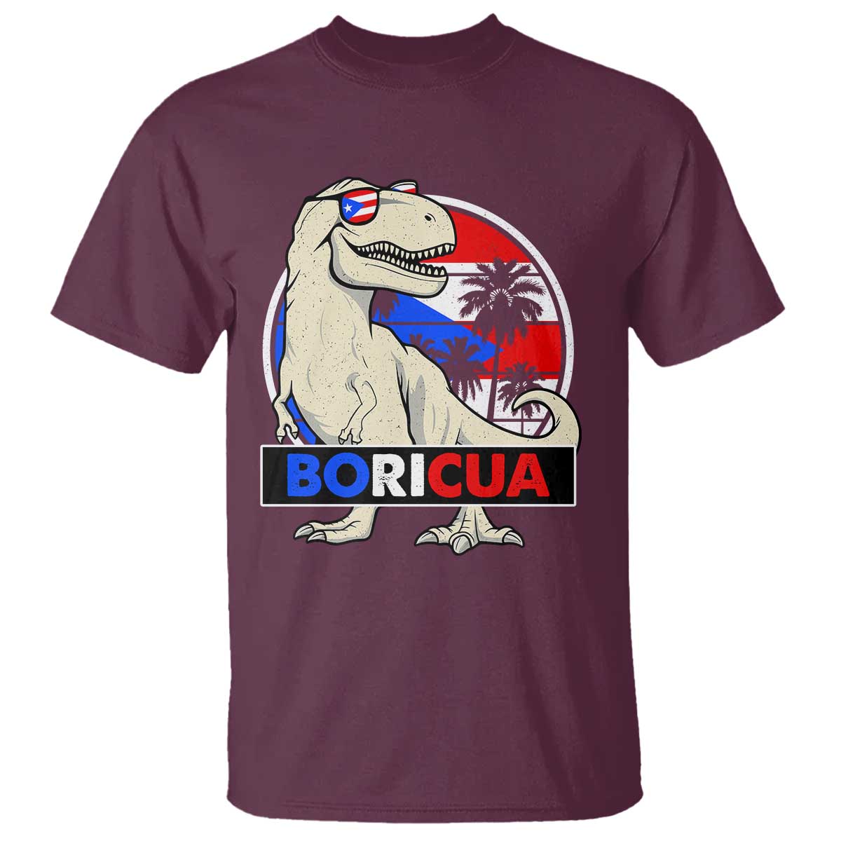 Funny Boricua Dinosaur Dino Puerto Rican Flag Hispanic Heritage T Shirt - Wonder Print Shop