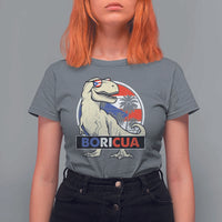 Funny Boricua Dinosaur Dino Puerto Rican Flag Hispanic Heritage T Shirt For Women - Wonder Print Shop