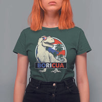 Funny Boricua Dinosaur Dino Puerto Rican Flag Hispanic Heritage T Shirt For Women - Wonder Print Shop