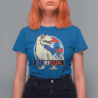 Funny Boricua Dinosaur Dino Puerto Rican Flag Hispanic Heritage T Shirt For Women - Wonder Print Shop