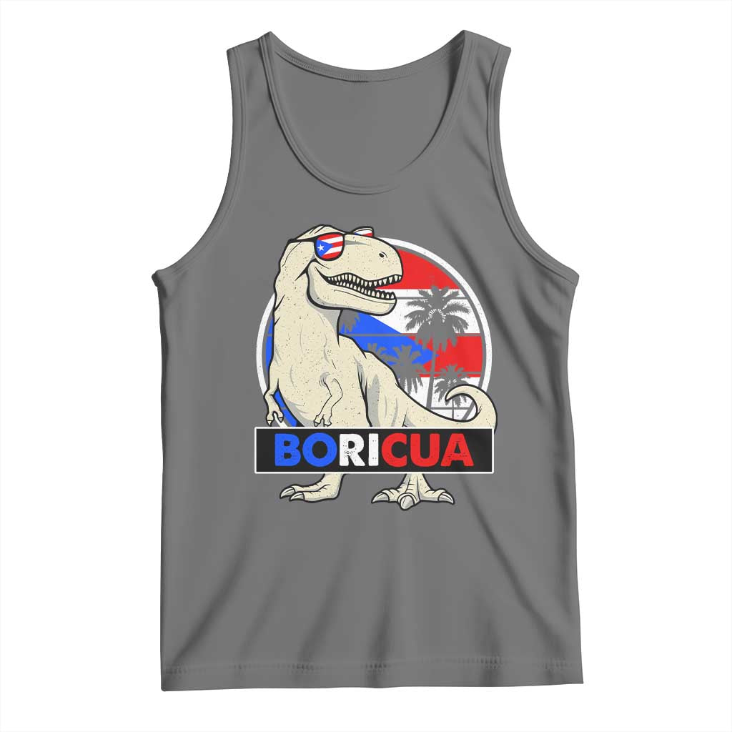 Funny Boricua Dinosaur Dino Puerto Rican Flag Hispanic Heritage Tank Top - Wonder Print Shop