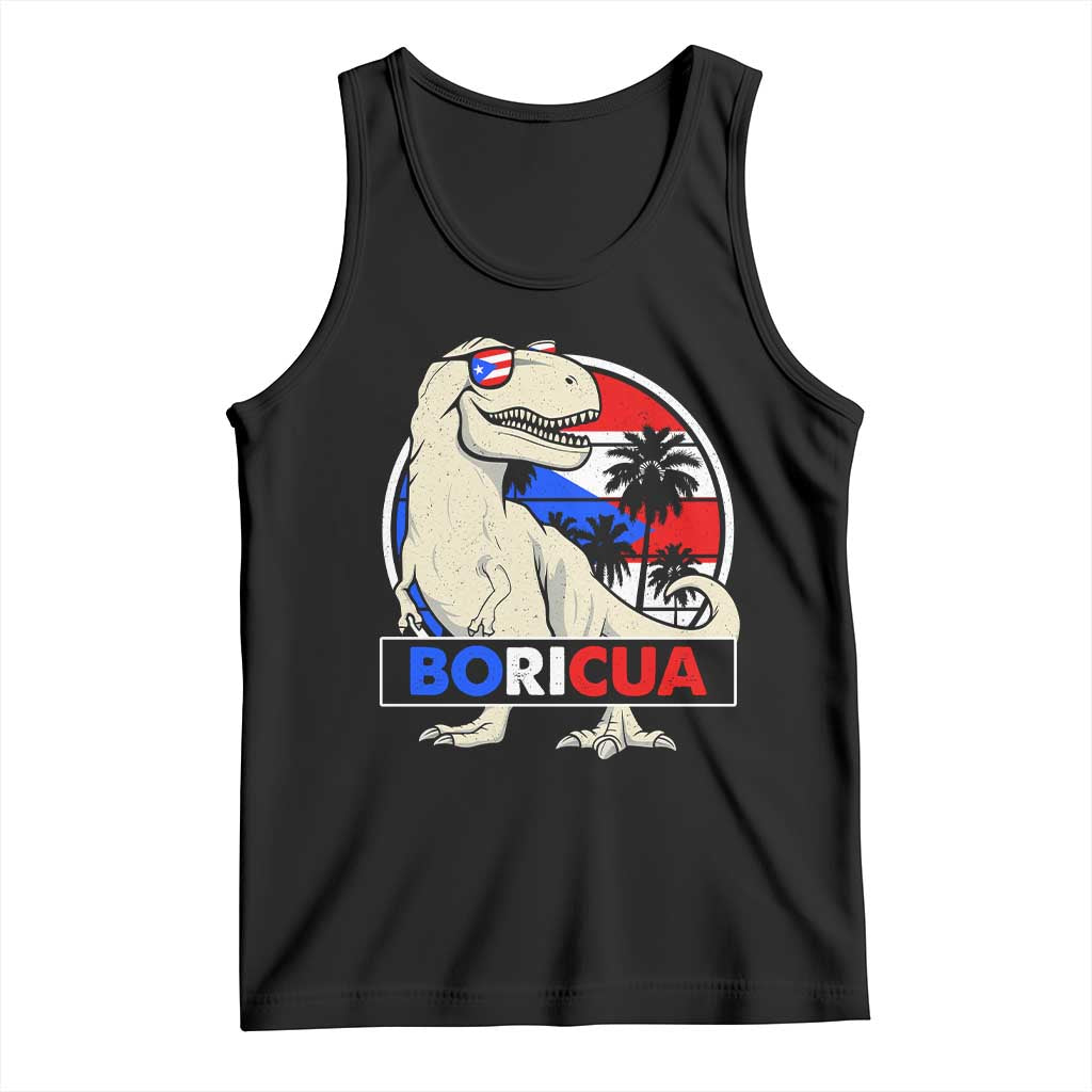 Funny Boricua Dinosaur Dino Puerto Rican Flag Hispanic Heritage Tank Top - Wonder Print Shop