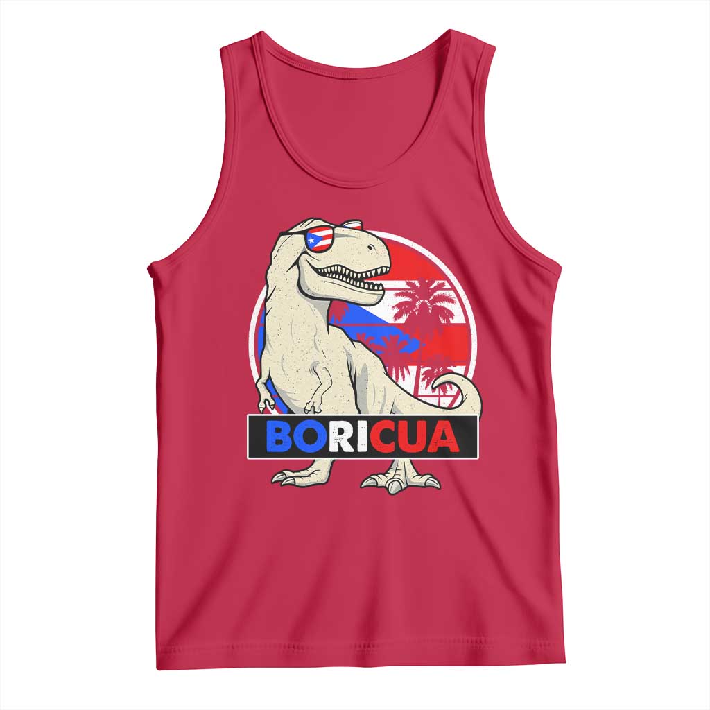 Funny Boricua Dinosaur Dino Puerto Rican Flag Hispanic Heritage Tank Top - Wonder Print Shop