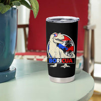 Funny Boricua Dinosaur Dino Puerto Rican Flag Hispanic Heritage Tumbler Cup - Wonder Print Shop