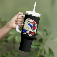 Funny Boricua Dinosaur Dino Puerto Rican Flag Hispanic Heritage Tumbler With Handle - Wonder Print Shop