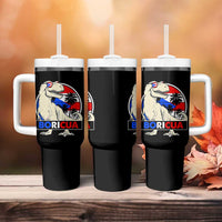 Funny Boricua Dinosaur Dino Puerto Rican Flag Hispanic Heritage Tumbler With Handle - Wonder Print Shop