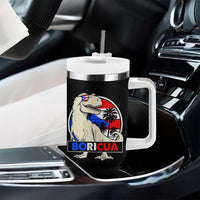 Funny Boricua Dinosaur Dino Puerto Rican Flag Hispanic Heritage Tumbler With Handle - Wonder Print Shop