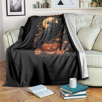 Funny Halloween F Caw F Throw Blanket Black Crow Moon Gothic Spooky Season - Wonder Print Shop