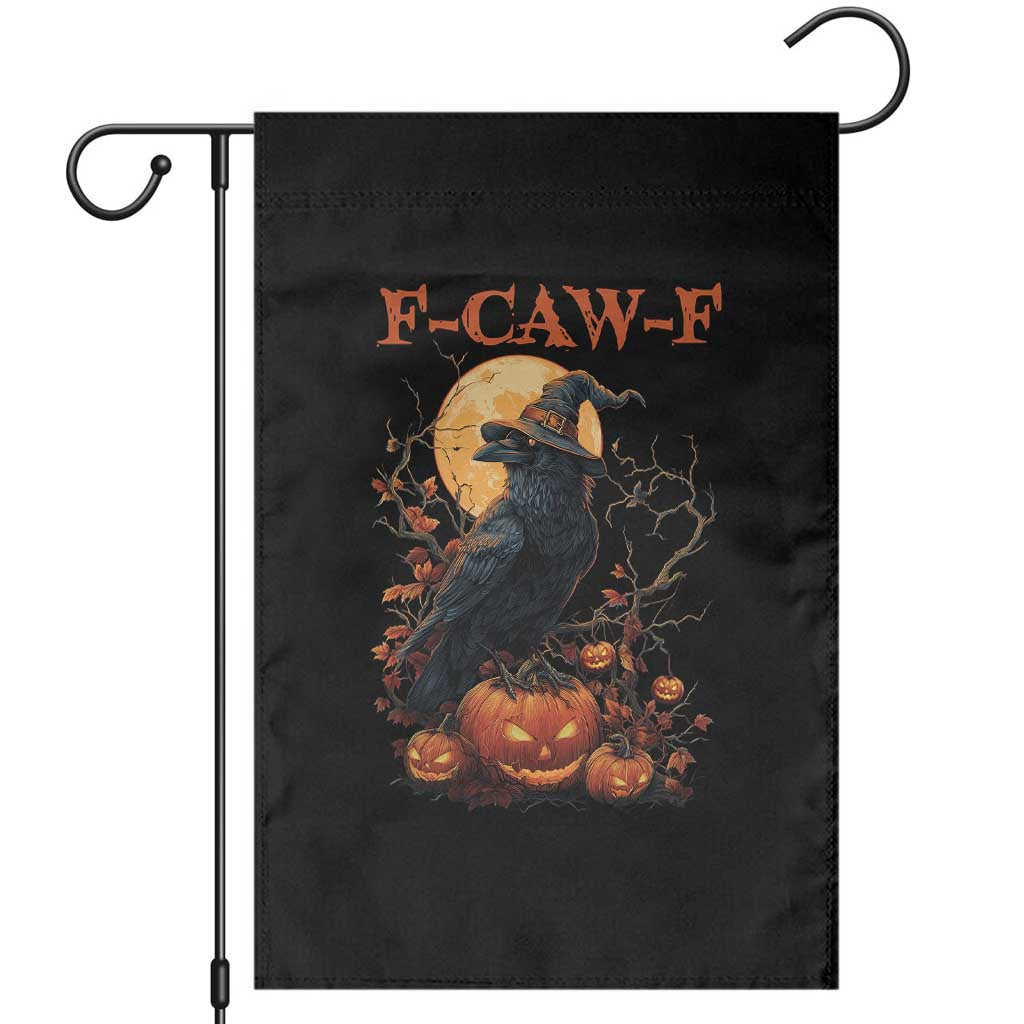 Funny Halloween F Caw F Garden Flag Black Crow Moon Gothic Spooky Season - Wonder Print Shop